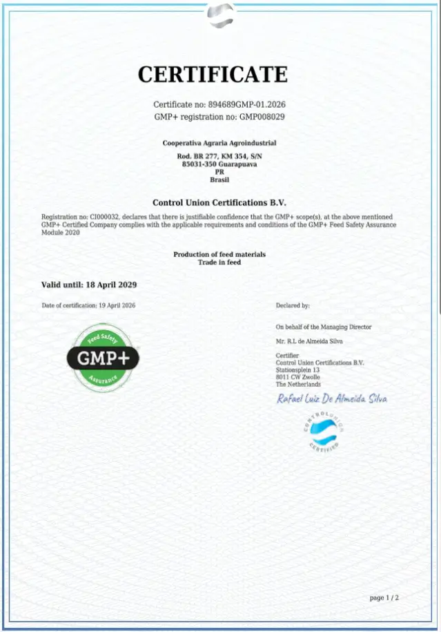 Certifica��o GMP+